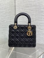 DIOR 25S MEDIUM LADY BAG 24 IN BLACK CALFSKIN GOLD HARDWARE - Image 16