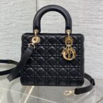 DIOR 25S MEDIUM LADY BAG 24 IN BLACK CALFSKIN GOLD HARDWARE - Image 10