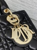 DIOR 25S MEDIUM LADY BAG 24 IN BLACK CALFSKIN GOLD HARDWARE - Image 12