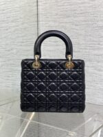 DIOR 25S MEDIUM LADY BAG 24 IN BLACK CALFSKIN GOLD HARDWARE - Image 2