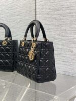 DIOR 25S MEDIUM LADY BAG 24 IN BLACK CALFSKIN GOLD HARDWARE - Image 13