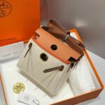 HERMES 25S MINI HERBAG 20 IN BEIGE AND BROWN CANVAS GOLD HARDWARE - Image 11