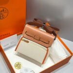 HERMES 25S MINI HERBAG 20 IN BEIGE AND BROWN CANVAS GOLD HARDWARE - Image 12