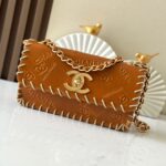 CHANEL 25S FLAP BAG 34 IN BROWN CALFSKIN WITH GOLD HARDWARE - Image 10