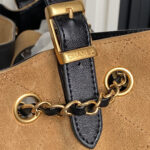 CHANEL 25S HOBO BAG 36 IN BROWN SUEDE AND BLACK CALFSKIN WITH GOLD HARDWARE - Image 4