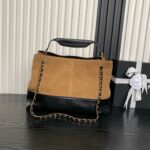 CHANEL 25S HOBO BAG 36 IN BROWN SUEDE AND BLACK CALFSKIN WITH GOLD HARDWARE - Image 14