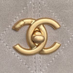 CHANEL 25S HOBO BAG 36 IN GREY SUEDE AND BLACK CALFSKIN WITH GOLD HARDWARE - Image 12