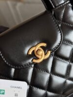 KELLY SHOPPING BAG 19 IN BLACK CALFSKIN GOLD HARDWARE - Image 13