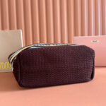 TOTE BAG 40 IN STRIPED PATTERN OF BROWN BLUE AND YELLOW WOVEN RAFFIA - Image 5