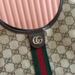GUCCI 25S GIGLIO LARGE TOTE BAG 50 IN BEIGE AND DARK BROWN CANVAS - Image 12