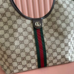 GUCCI 25S GIGLIO LARGE TOTE BAG 50 IN BEIGE AND DARK BROWN CANVAS - Image 6