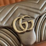 GUCCI 26S GG MARMONT BAG 26 IN WARM GRAY BROWN LAMBSKIN - Image 11