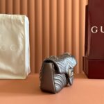 GUCCI 26S GG MARMONT BAG 26 IN WARM GRAY BROWN LAMBSKIN - Image 5