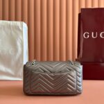 GUCCI 26S GG MARMONT BAG 26 IN WARM GRAY BROWN LAMBSKIN - Image 13