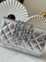 CHANEL 25S WALLET ON CHAIN 19 IN SILVER LAMBSKIN - Image 11