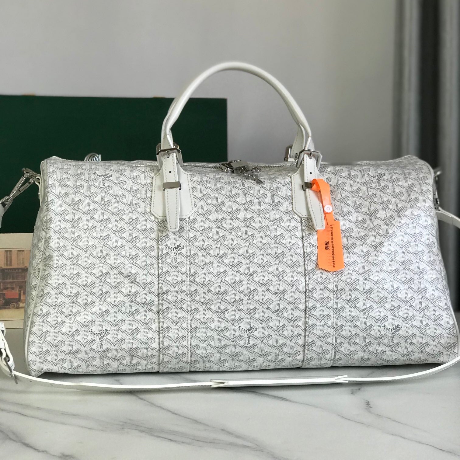 img_b9b112cf_20240921_i1726908501_5457_5_jpg BOSTON 50 BAG IN WHITE GOYARDINE CANVAS AND CALFSKIN TRIM - Image 1