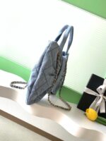 CHANEL 25S MAXI BOW BAG 38 IN BLUE DENIM WITH GOLD HARDWARE - Image 7