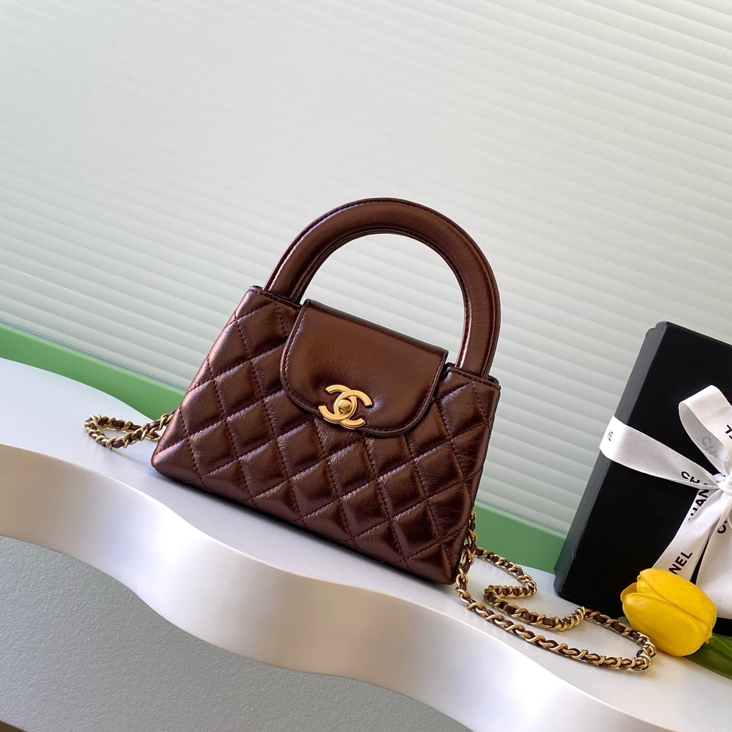 img_ecb71349_20251125_i1764054250692_6088_0_0_jpg CHANEL 25S MINI KELLY BAG 19 IN BROWN METALLIC LAMBSKIN WITH GOLD HARDWARE - Image 1