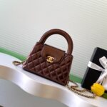 CHANEL 25S MINI KELLY BAG 19 IN BROWN METALLIC LAMBSKIN WITH GOLD HARDWARE - Image 10