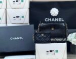 MESH POUCH 20 IN BLACK EFFECT LAMBSKIN WITH GOLD HARDWARE - Image 2