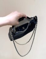 MESH POUCH 20 IN BLACK EFFECT LAMBSKIN WITH GOLD HARDWARE - Image 18