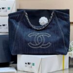 CHANEL 25S VINTEGA DENIM TOTE BAG 48 IN BLUE DENIM SILVER HARDWARE - Image 9