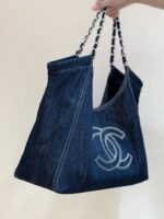 CHANEL 25S VINTEGA DENIM TOTE BAG 48 IN BLUE DENIM SILVER HARDWARE - Image 6