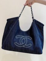 CHANEL 25S VINTEGA DENIM TOTE BAG 48 IN BLUE DENIM SILVER HARDWARE - Image 13