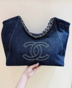 CHANEL 25S VINTEGA DENIM TOTE BAG 48 IN BLUE DENIM SILVER HARDWARE - Image 2