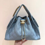 CHANEL 25S HOBO BAG 30 IN LIGHT BLUE CAVIAR WITH GOLD HARDWARE - Image 10