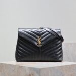 LOULOU LARGE 36 IN BLACK QUILTED CALFSKIN GOLD HARDWARE - Image 10