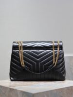 LOULOU LARGE 36 IN BLACK QUILTED CALFSKIN GOLD HARDWARE - Image 8