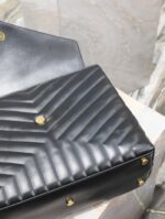 LOULOU LARGE 36 IN BLACK QUILTED CALFSKIN GOLD HARDWARE - Image 9