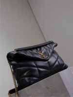 YSL 25S LOULOU PUFFER GM 35 IN BLACK CALFSKIN GOLD HARDWRE - Image 17