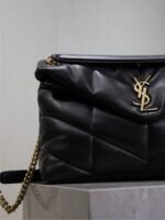 YSL 25S LOULOU PUFFER GM 35 IN BLACK CALFSKIN GOLD HARDWRE - Image 12