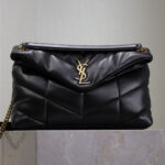 YSL 25S LOULOU PUFFER GM 35 IN BLACK CALFSKIN GOLD HARDWRE - Image 10