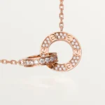 LOVE 7.6MM NECKLACE ROSE GOLD AND SILVER FULL DIAMOND