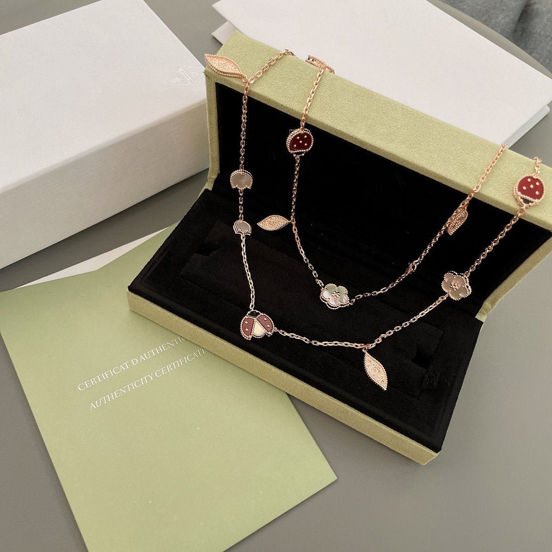 LUCKY SPRING 15 MOTIFS ROSE GOLD NECKLACE LUCKY SPRING 15 MOTIFS ROSE GOLD NECKLACE