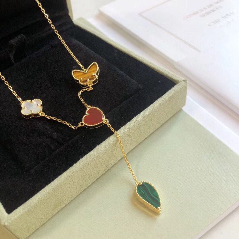 LUCKY SPRING 4 MOTIFS ROSE GOLD NECKLACE