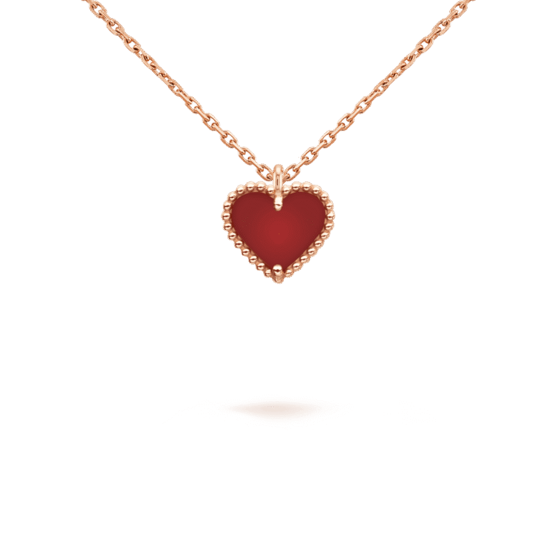SWEET CLOVER CARNELIAN HEART NECKLACE