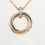 TRINITY NECKLACE SILVER GOLD PINK GOLD DIAMONDS