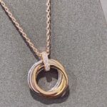 TRINITY NECKLACE SILVER GOLD PINK GOLD DIAMONDS