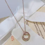 TRINITY NECKLACE SILVER GOLD PINK GOLD DIAMONDS
