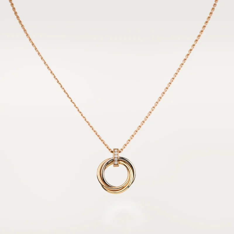 TRINITY NECKLACE SILVER GOLD PINK GOLD DIAMONDS
