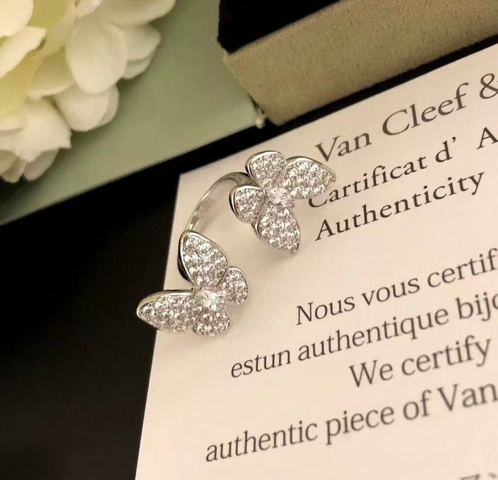 TWIN SILVER BUTTERFLY DIAMOND RING TWIN SILVER BUTTERFLY DIAMOND RING