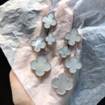 CLOVER EARRINGS WHITE MOP 4 MOTIFS SILVER - Image 4