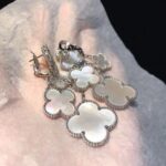CLOVER EARRINGS WHITE MOP 4 MOTIFS SILVER - Image 2