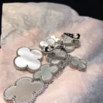 CLOVER EARRINGS WHITE MOP 4 MOTIFS SILVER - Image 3